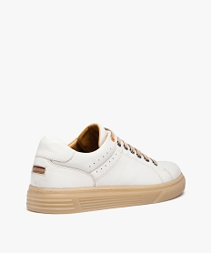 baskets homme dessus cuir uni et lacets contrastes – taneo blanc baskets et tennisD258701_3