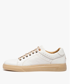 baskets homme dessus cuir uni et lacets contrastes – taneo blanc baskets et tennisD258701_4