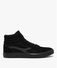 GEMO Baskets homme mid-cut en toile et suédine unie noir vif