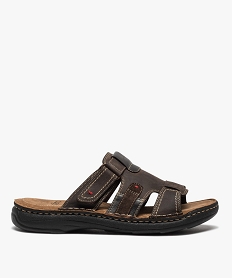 GEMO Mules homme confort dessus cuir avec bride ajustable marron standard