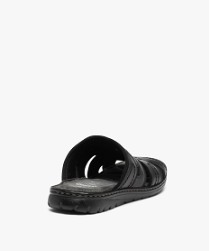 sandales homme mules confort dessus cuir uni noirD260001_4