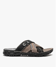 GEMO Mules homme confort à brides multiples et surpiqûres colorées noir standard