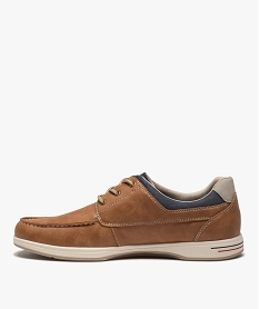 chaussures bateau homme confort en matiere mate et denim orangeD260401_3