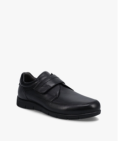 derbies homme confort dessus cuir uni a scratch noirD260501_2