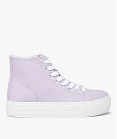 GEMO Baskets femme mid-cut en toile à semelle plateforme violet standard
