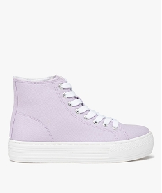 baskets femme mid-cut en toile a semelle plateforme violetD262501_1