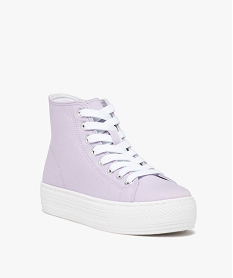 baskets femme mid-cut en toile a semelle plateforme violet baskets compenseesD262501_2