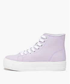 baskets femme mid-cut en toile a semelle plateforme violetD262501_3