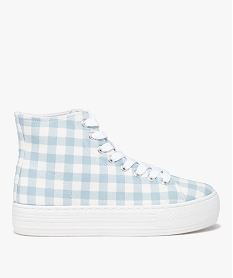 GEMO Baskets femme mid-cut en toile à semelle plateforme bleu standard