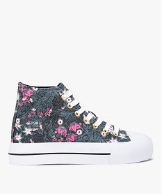 baskets femme mid-cut en toile imprime fleurs multicoloreD262801_1