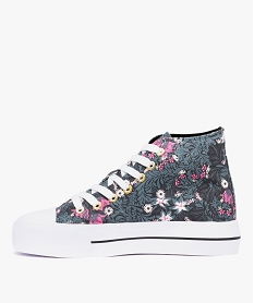 baskets femme mid-cut en toile imprime fleurs multicolore baskets et tennisD262801_3