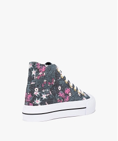 baskets femme mid-cut en toile imprime fleurs multicolore baskets et tennisD262801_4