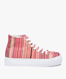 GEMO Baskets femme semi-montantes en toile multicolore Imprimé