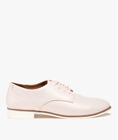 GEMO Derbies femme unis dessus brillant avec semelle fine bicolore rose standard