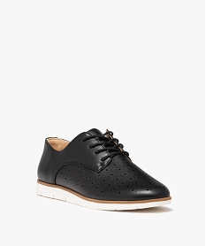 derbies femme a talon plat et dessus perfore noir derbiesD263801_2