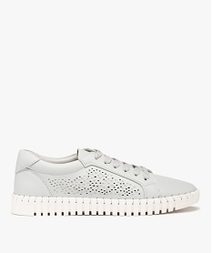 GEMO Baskets femme unies à semelle crantée et tige perforée gris standard