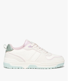 GEMO Baskets femme colorées à lacets style retro 90 blanc standard