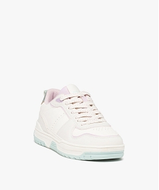 baskets femme colorees a lacets style retro 90 blanc baskets et tennisD264701_2