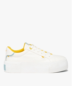 GEMO Baskets femme à motifs pâquerettes et semelle épaisse blanc standard