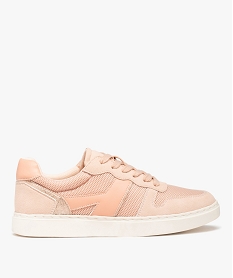 GEMO Baskets femme unies multi-matières à lacets rose standard