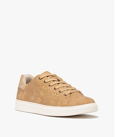 baskets femme unies avec motifs en clous metalliques orangeD265801_2
