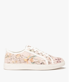 GEMO Baskets femme à motifs fleuri avec vernis effet craquelé rose standard