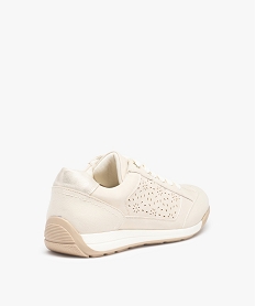 baskets femme unies avec perforations en forme de fleurs beige baskets et tennisD266001_4