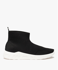 GEMO Baskets femme mid-cut en maille unie style chaussettes noir standard