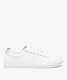 GEMO Baskets femme unies à semelle fine détails métal blanc standard