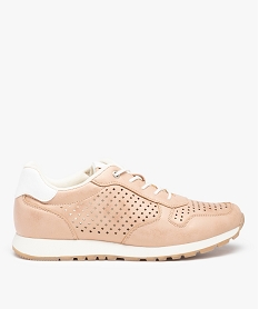 GEMO Baskets femme dessus métallisé avec larges perforations rose standard