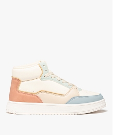 GEMO Baskets femme mid-cut à empiècements pastel Bleu