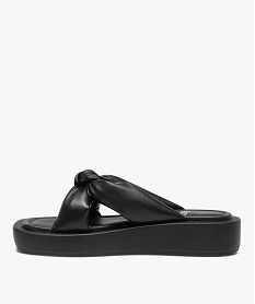 mules femme unies a semelle epaisse et brides matelassees noir sandales plates et nu-piedsD267101_3
