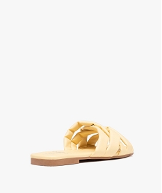 mules femme a talon plat et brides matelassees entrecroisees jaune sandales plates et nu-piedsD267401_4