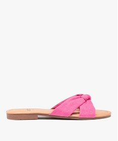 GEMO Mules femme à talon plat et dessus en toile drapée rose standard