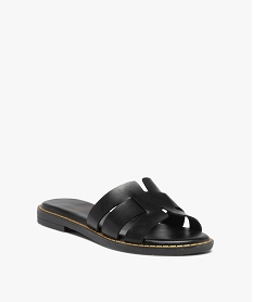 mules femme plates dessus larges brides unies noir standard sandales plates et nu-piedsD267901_2