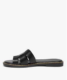 mules femme plates dessus larges brides unies noir standard sandales plates et nu-piedsD267901_3