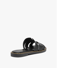 mules femme plates dessus larges brides unies noir standard sandales plates et nu-piedsD267901_4