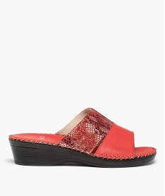 mules femme confort compensees a brides en cuir rouge mules et sabotsD269501_1