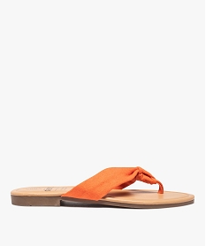 GEMO Tongs femme à talon plat et bride en toile drapée orange standard