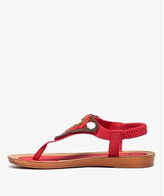 sandales femme plates a entre-doigts orne de perles rouge sandales plates et nu-piedsD271101_3