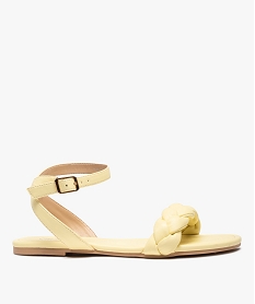 GEMO Sandales femme à talon plat et bride matelassée tressée jaune standard