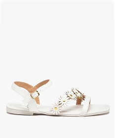 GEMO Sandales femme unies à talon plat et fleurs en relief blanc standard