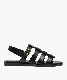 GEMO Sandales femme unies à talon plat et brides larges noir standard