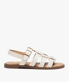 GEMO Sandales femme unies à talon plat et brides larges blanc standard