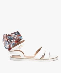 GEMO Sandales femme unies à talon plat et bride foulard blanc standard