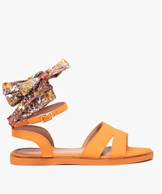 GEMO Sandales femme unies à talon plat et bride foulard orange standard
