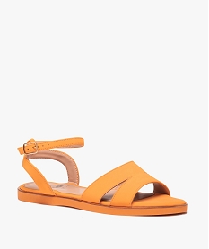 sandales femme unies a talon plat et bride foulard orange sandales plates et nu-piedsD272401_2