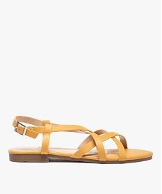 GEMO Sandales femme unies à talon plat et fines brides croisées jaune standard