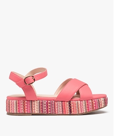GEMO Sandales femme plateforme en corde dessus toile rose standard