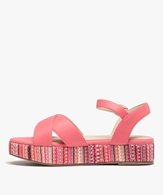 sandales femme plateforme en corde dessus toile rose sandales plates et nu-piedsD273701_3